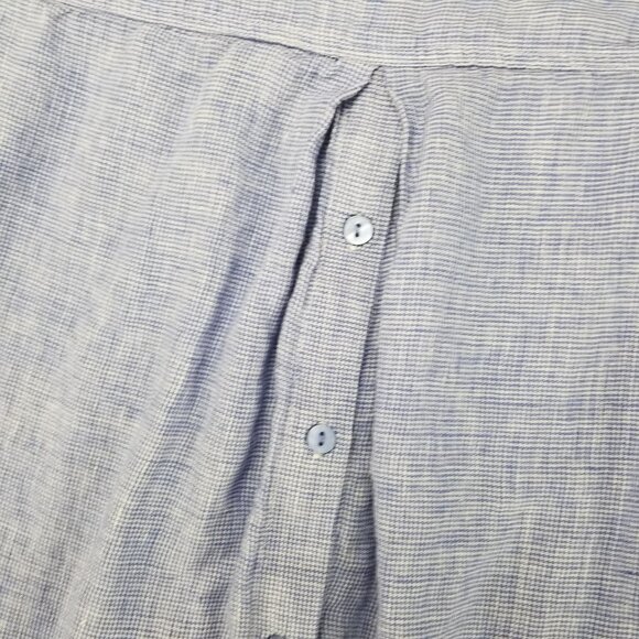 Boho Chic Shirt Womens Small Blue 100% Linen Button Up Long Sleeve - Picture 9 of 12
